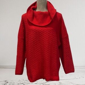Coldwater Creek Red Cowl Neck Textured Knit Sweater 2X